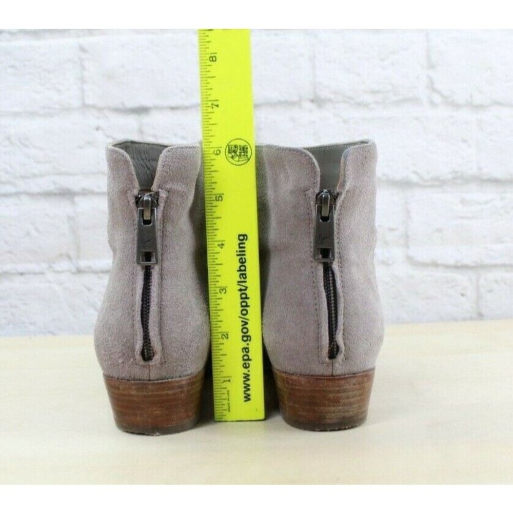 Joie Lucy Gray Suede Silver Stud Back Zip Wooden Heel Ankle Boots US 6 - Picture 8 of 9